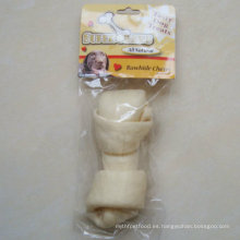 Mastique para perro de 5 &quot;-6&quot; Hueso de nudo plano hinchado blanco para perro